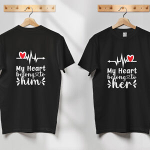 My Heart Belong To Him/Her Couple Valentine T-Shirt Unisex