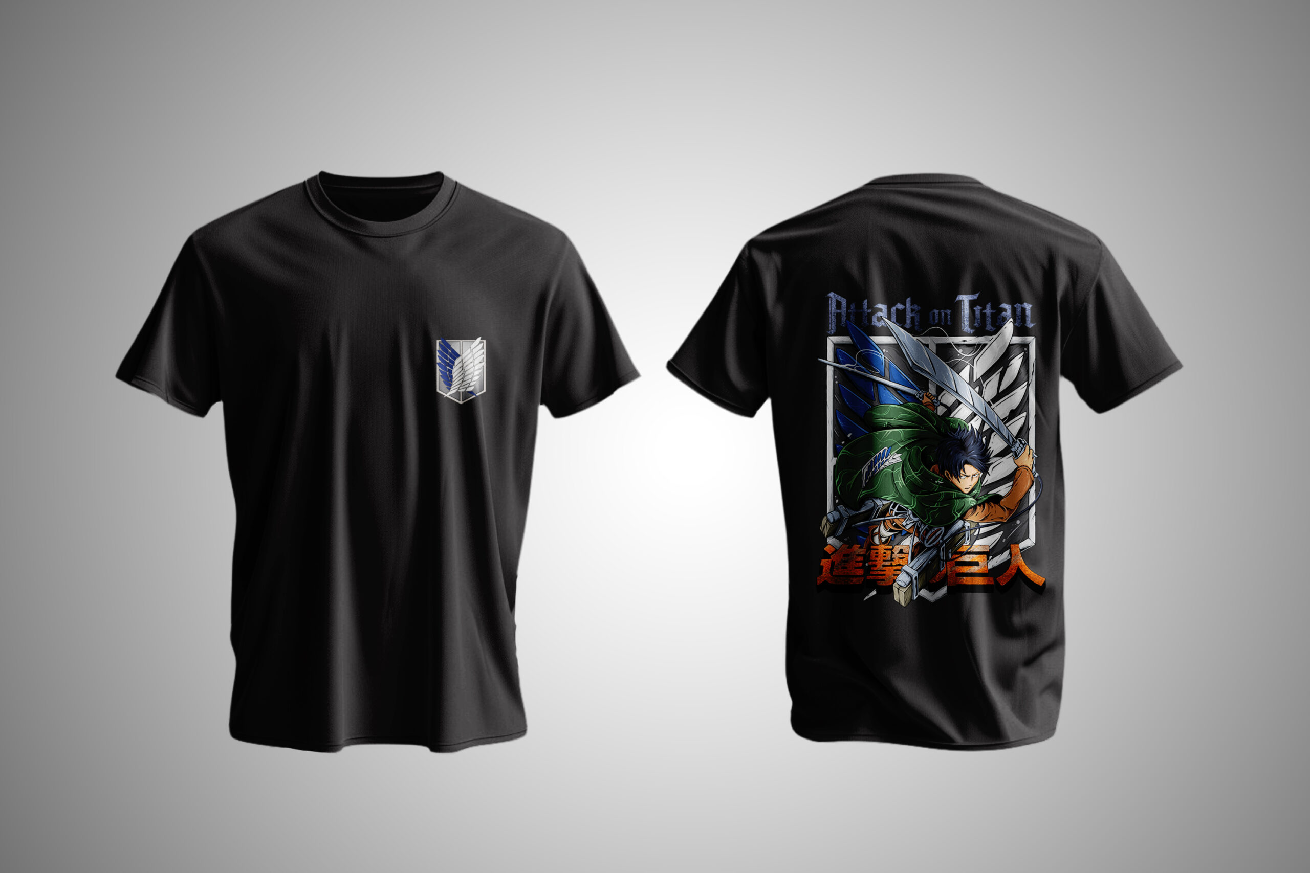 Attack on Titan Survey Corps Blade Strike – Premium Back Print Anime Streetwear T-Shirt | TropaGanda